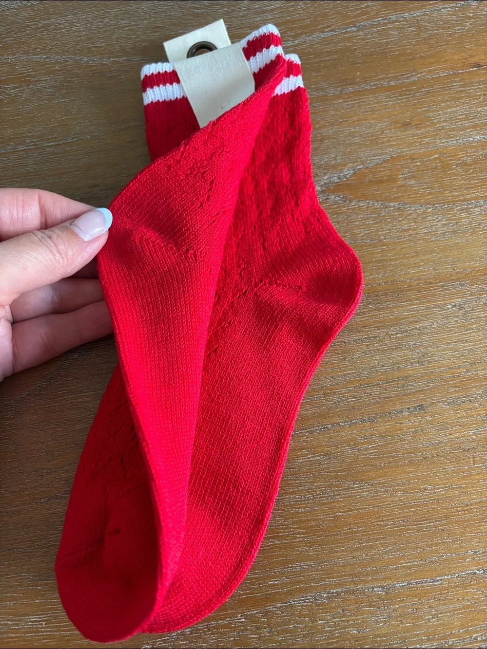 NWT Free People Pointelle Trouser Socks in Red